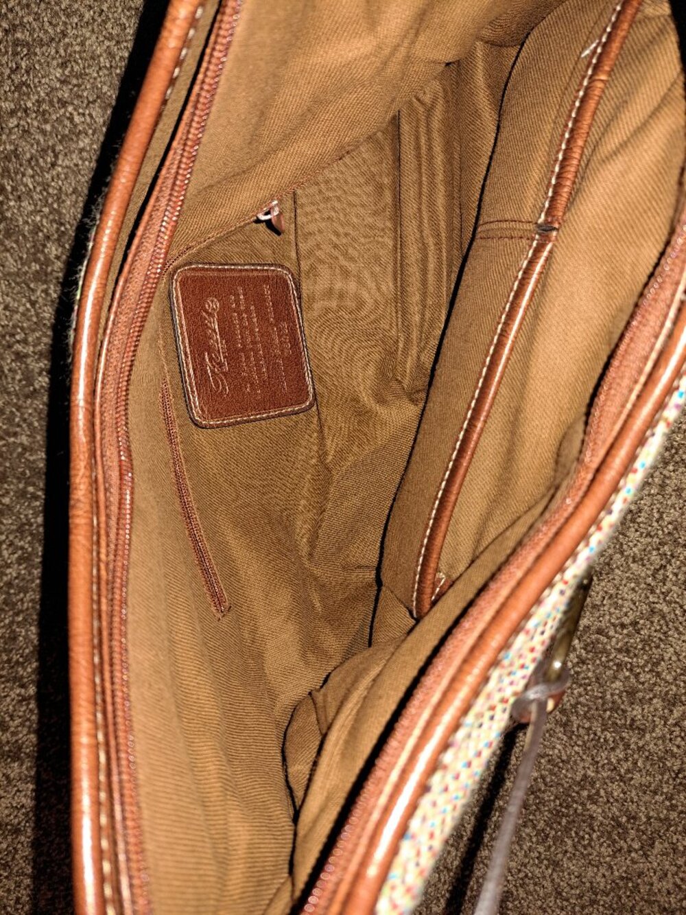 Vintage Fossil Key Earthtones woven hobo shoulder bag w/colorful striped pattern - Picture 10 of 13